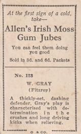 1933 Allen's League Footballers #123 Wally Gray Back